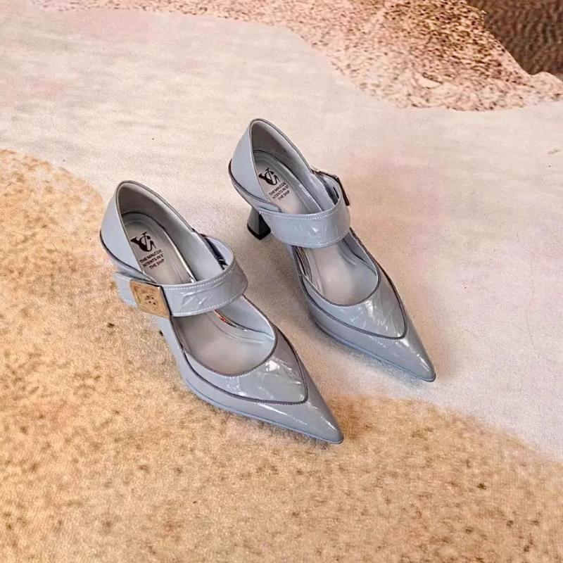 Fashion New 2025 Elegant Mary Janes Shoes High Heels Genuine Leather Black Beige Spring Summer Shoes Woman Dress Party Pumps 39