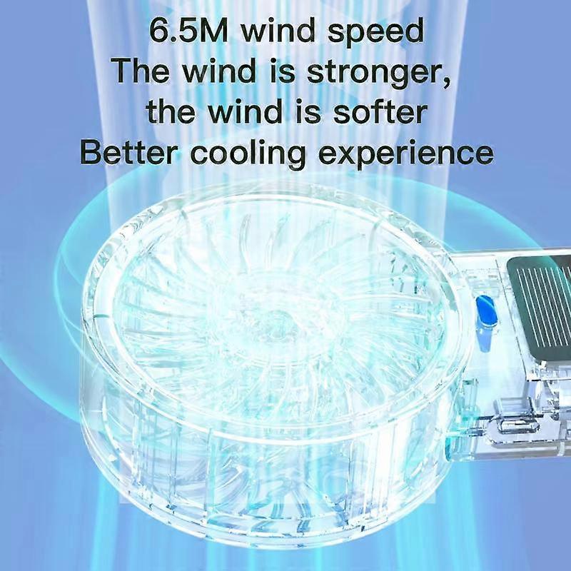 Solar Powered Handheld & Desk Fan with 5-Speed Turbo 12 Blades USB Type-C Fast Charging
