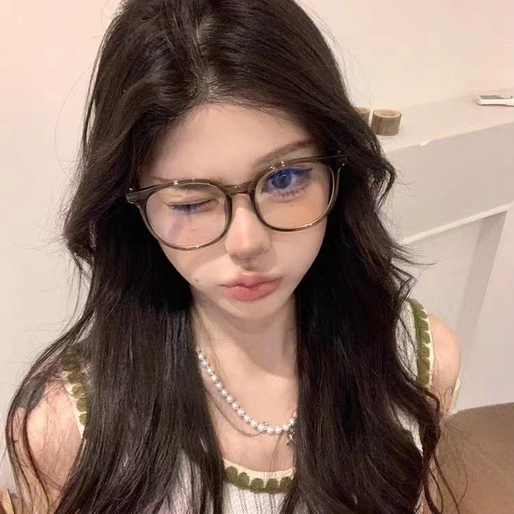 Big Face, Small Face, With Large Frame Glasses, Women'S Round Glasses Frame Can Be Myopic, With Degree, Frame, Korean Matte Plain Face