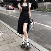 New Women's Clothing College Style Long Dress Spice Girl Suit Small Black Dress Irregular Strap Dress Summer