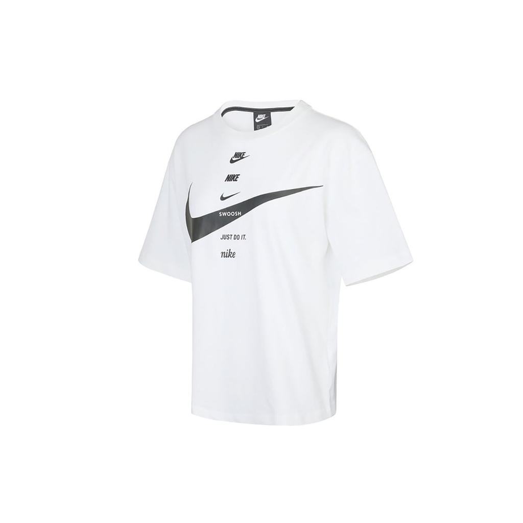 Nike American Vintage Logo Print Loose Fit Round Neck Short Sleeve Drop Shoulder T-Shirt Women T-Shirt White DJ1128-100