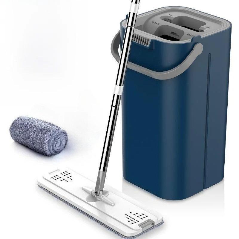 Lazy Person Hand Wa Mop Buet Set Broom Water Absorption Replacement Mop Pad Wet Dry Use Wooden Board Floor Cleaning