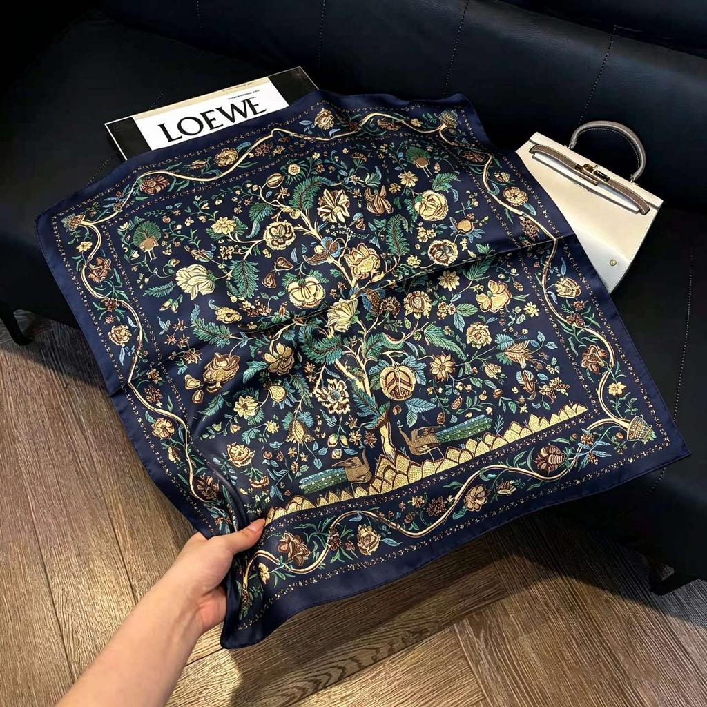 New silk satin 71 * 71 square scarf versatile foreign style simulation silk scarf middle-aged and elderly decorative scarf neck protection silk scarf