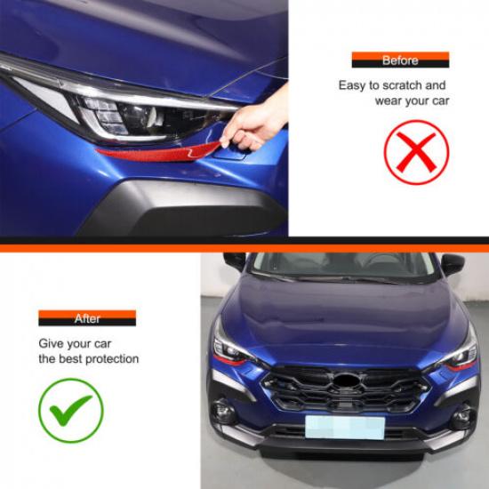 Red Carbon Fiber Headlight Eyelids Eyebrows For Subaru Crosstrek 2024+