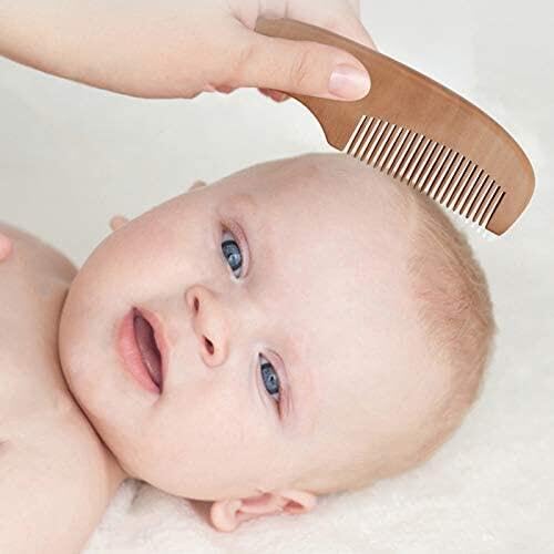 2-Piece Hairbrush Set with Wooden Handle, Baby Brush and Comb for Newborns and Toddlers, Made with Goat Hair and Natural Wood for Scalp Massage, Perfe