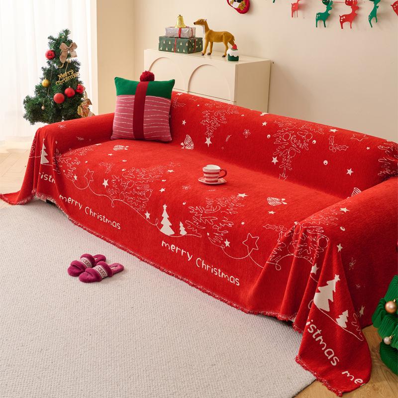 Christmas Chenille Sofa Covers Festival Decoration,All Seasons Blanket Sofa Towel,Living Room Sofa Cover,Anti-cat Scratch Cover