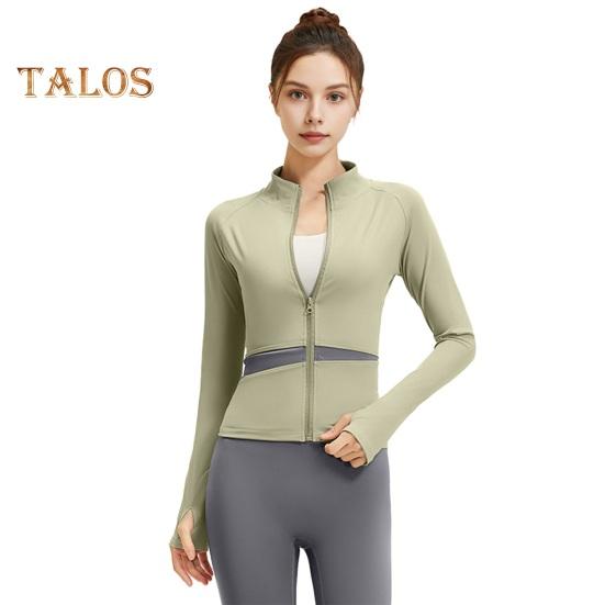 Dámská cvičební bunda na zip, zkrácená jógová bunda s dlouhým rukávem, slim fit, sportovní top na běhání, sportovní oblečení na fitness