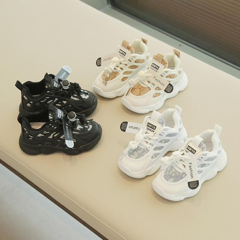 

Autumn Children S Color Matching Soft-Soled Sports Shoes Medium And Old Children S Casual Velcro Running Shoes Tide 21 коричневый