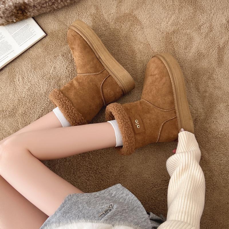 Cowhide Version Retro Thick-soled Velvet Snow Boots Women's New Winter Warm Outer Cotton Shoes