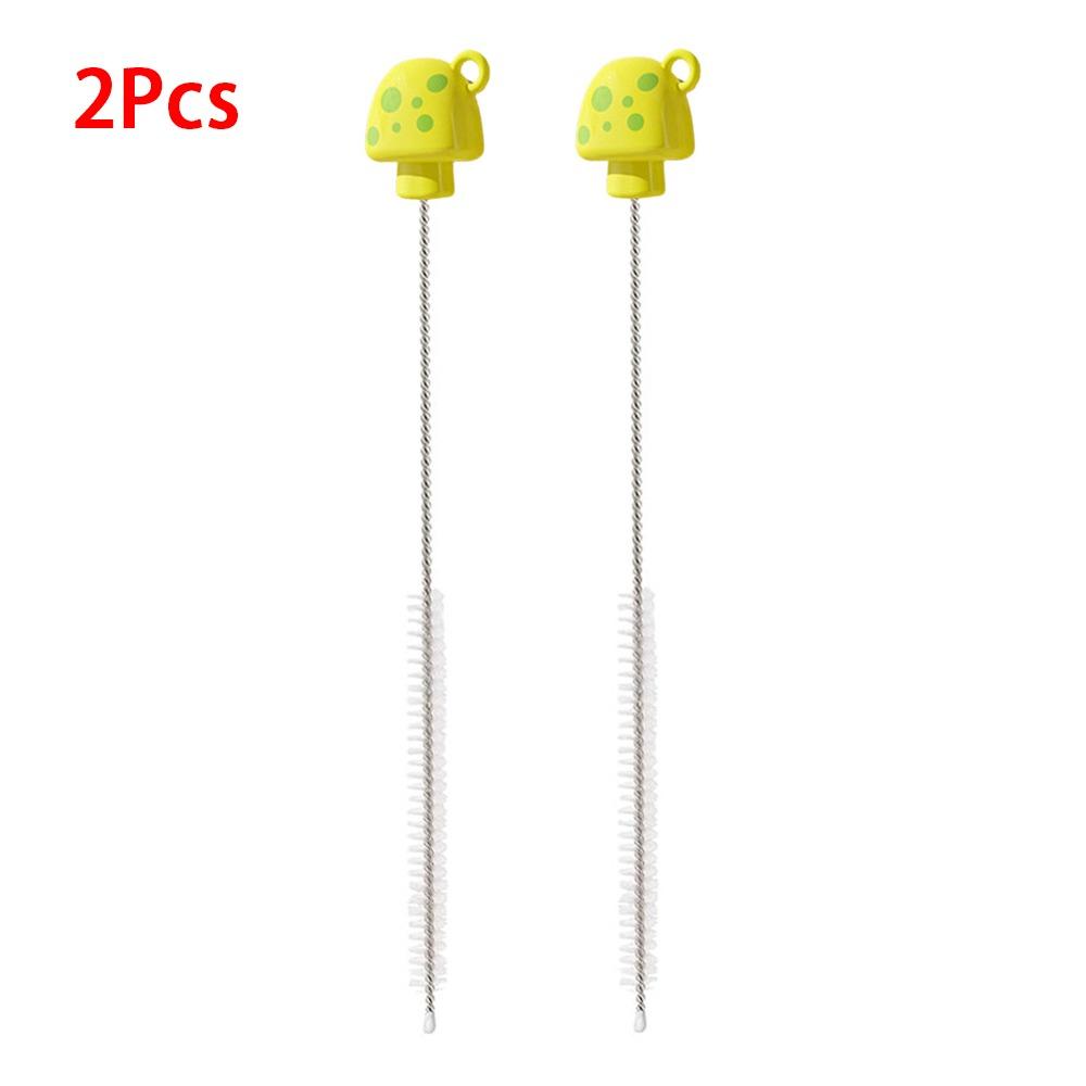 

2Pcs Long Handle Water Bottle Cleaner Brush Soft Brush Head Mushroom Shaped Bottle Brush Two-in-one Cup Lid Brush жёлтый