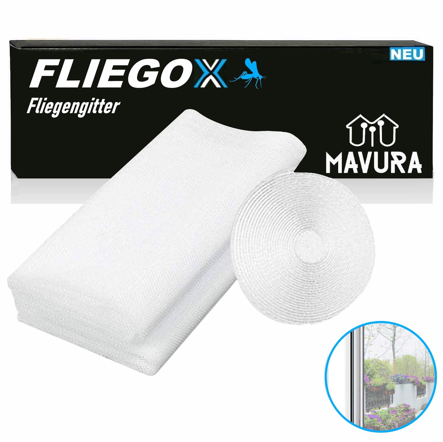 

FLIEGOX Fliegengitter Insektenschutz Mückenschutz Fenster 150 x 180 cm weiß