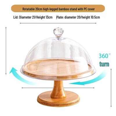 Nordic Wooden Round Dessert Display Tray with Lid
