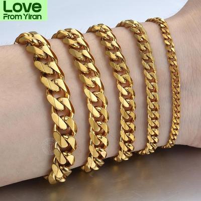 Kadın Erkek Bileklik Paslanmaz Çelik Küba Bağlantı Zinciri Bilezikler Altın Gümüş Renk Moda Toptan Dropshipping Takı Kbb10