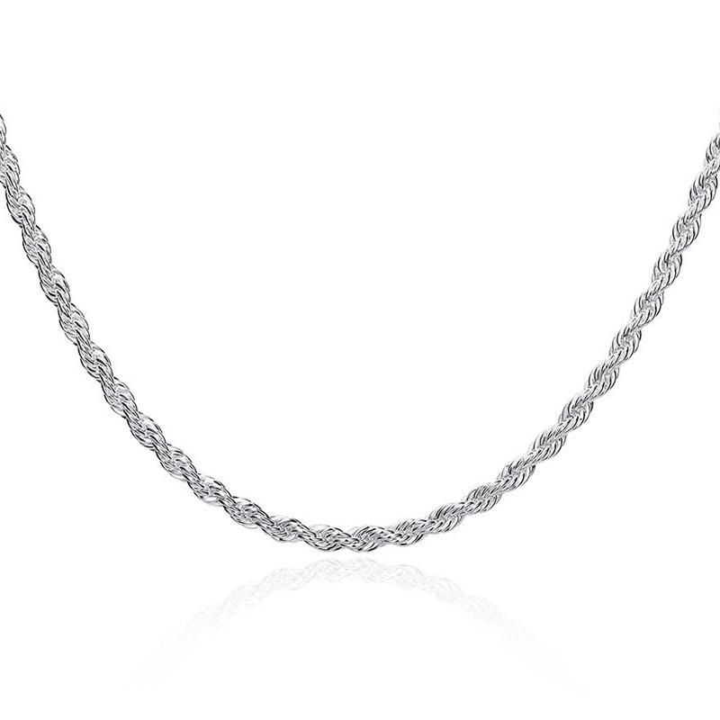S925 Sterling Silber 16/18/20/22/24 Zoll 4MM Hanfseil Kette Halskette für Frau Mann Mode Charme Hochzeit Schmuck Geschenk