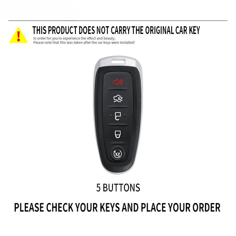 5 Bottons Racing Style Metal Car Key Case Fob Cover for Ford Edge Escape Explore Expedition Flex Focus Taurus C-max 2011 -2015