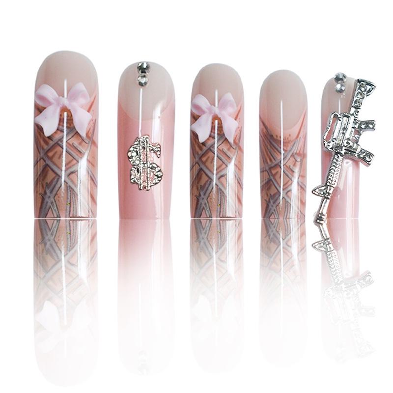 24-Piece Pink Glitter Gradient Press-On French Nails Set