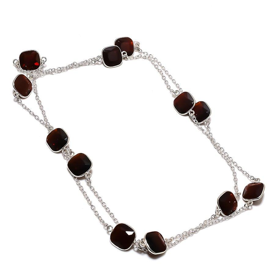 

Ювелирное ожерелье из стерлингового серебра 925 пробы с натуральным дымчатым топазом 36 дюймов p1O39