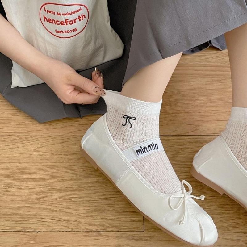 Γυναικείες Κοντές Κάλτσες Λεπτές Αναπνεύσιμες Κάλτσες με Φιόγκο από Βαμβάκι Γλυκές Κάλτσες Ιαπωνικού Στυλ