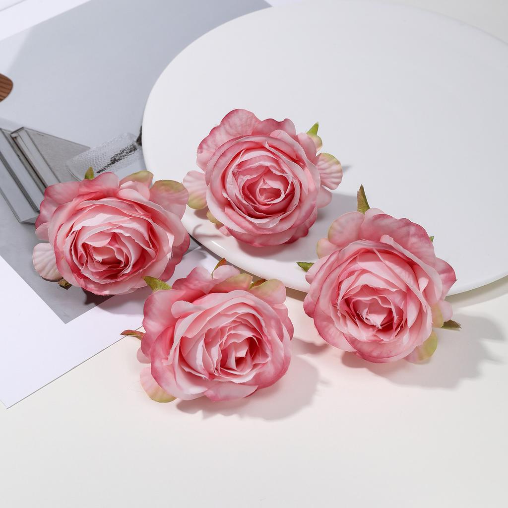 Retro Silk Rose Head Simulation Flower DIY Hair Accessories Material Wedding Flower Wall Decoration Fake Flower