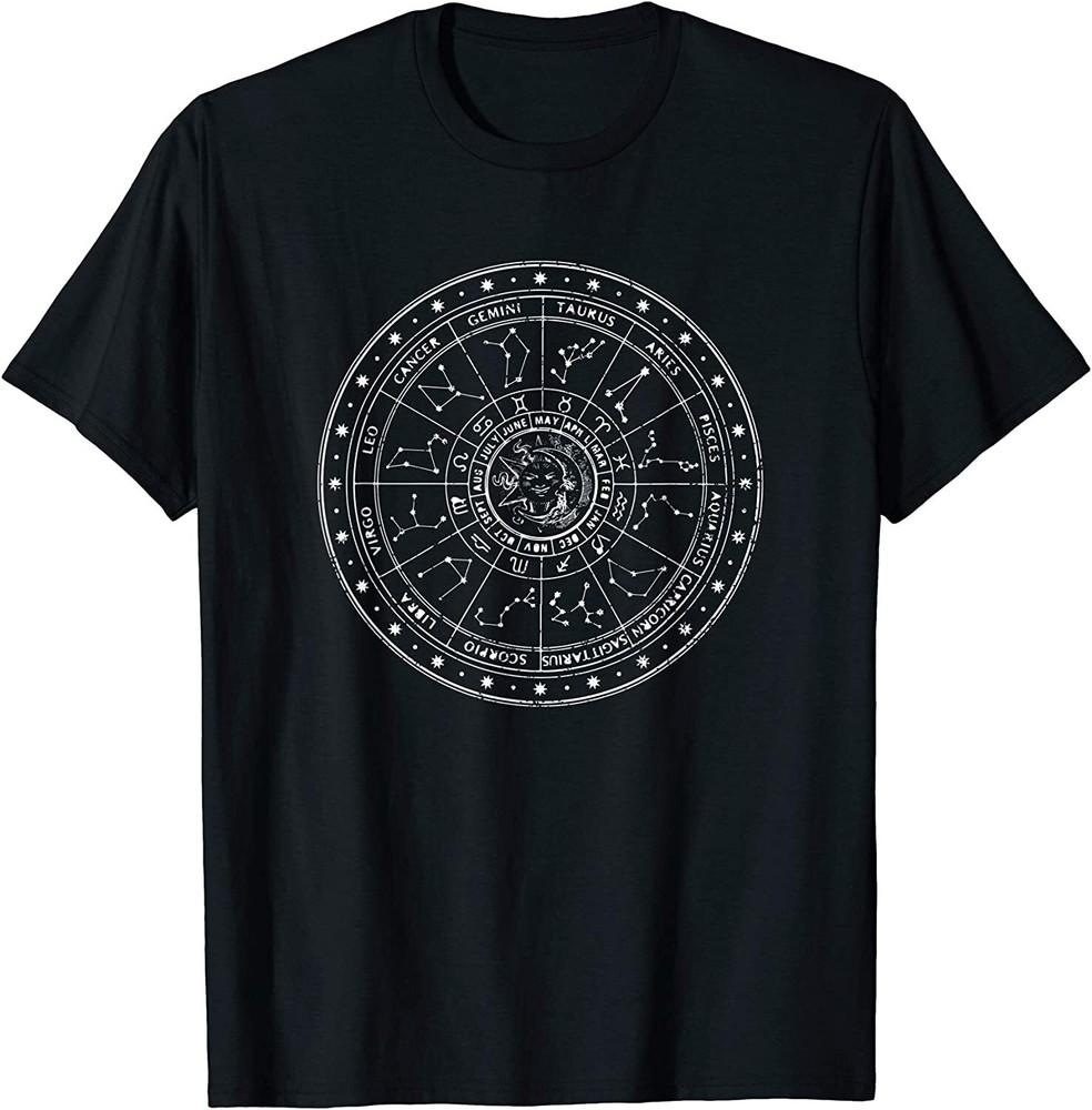 Zodiac Wheel Horoscope Astrology Science T-Shirt L