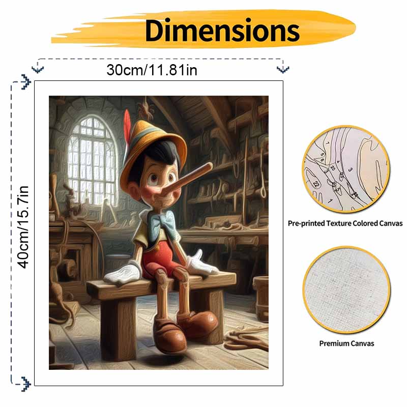 Disney DIY Painting Kit Pinocchio Puppet Classic Style Home Decor Craft Gift Idea Wall Art Ornament Painting Set Paint By Number Craft