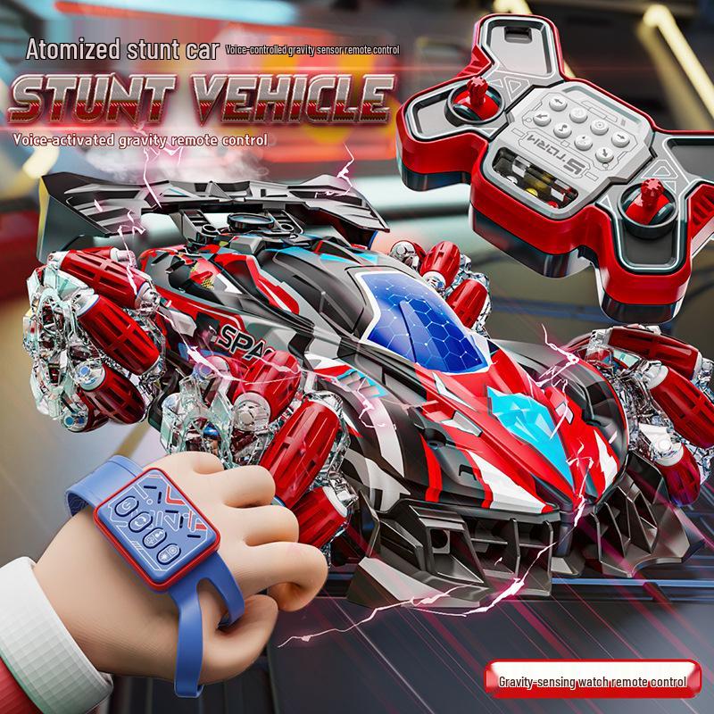 Voice-Controlled Stunt Car: Gravity Sensing, Sprays, LED Lights, Four-Wheel Drive - Fun Toy for Boys