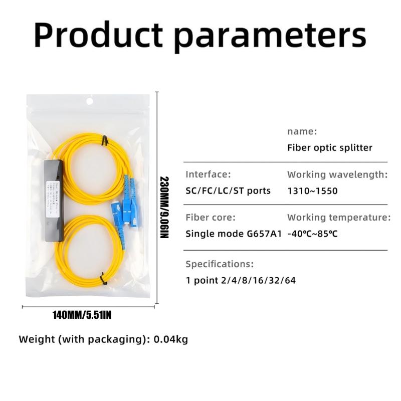 High Performances 1 In 2 Out Opticals Splitter Single Mode G657A1 Fiber For FTTH Applications 1310-1550nm Wavelength