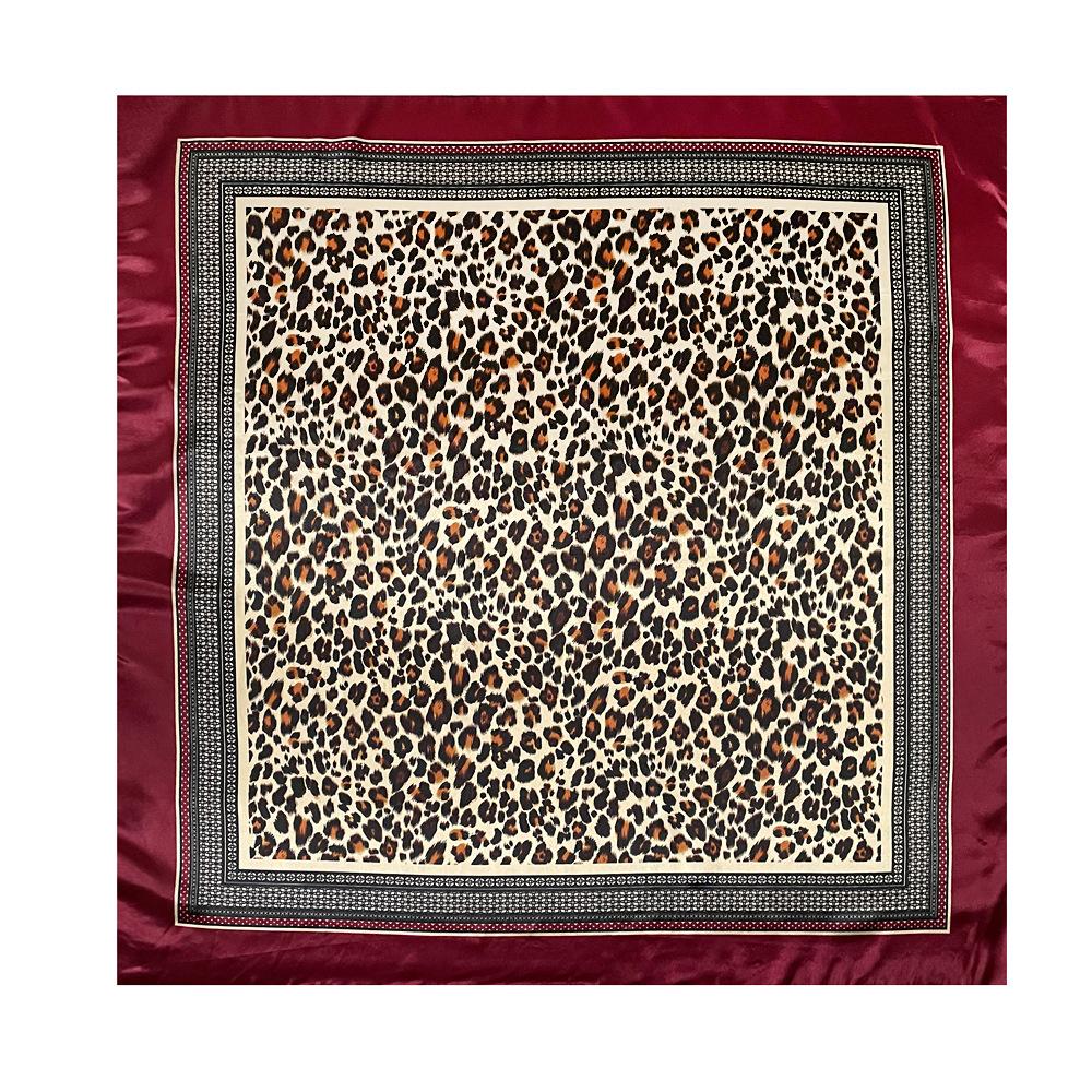 Artificial Silk Scarf 90cm Women's New Arrival Headscarf Satin Square Scarf Leopard Print Shawl