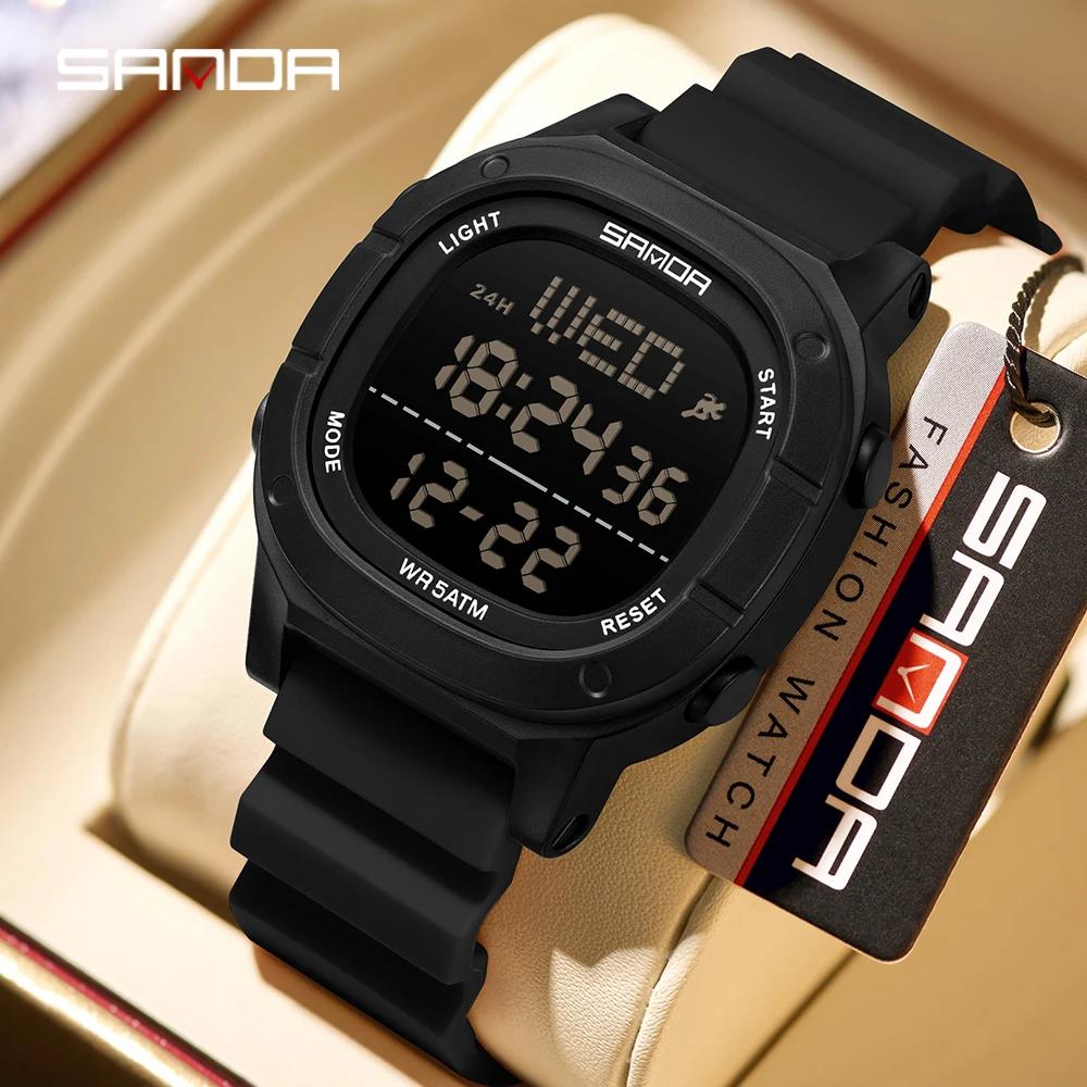 Fashion Sanda 9078 Business Men's Electronic Watch Alarm Clock Timer Calendar Shock Resistant Leisure Led Digital Simple Student