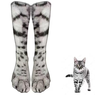1 Pair Unisex Adult Kids Elastic Socks Animal Paw Feet Crew 3D Print Foot Socks