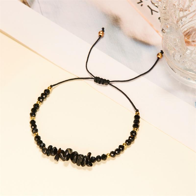 Pulseira Ajustável de Contas de Pedra Natural - Design Tecido à Mão