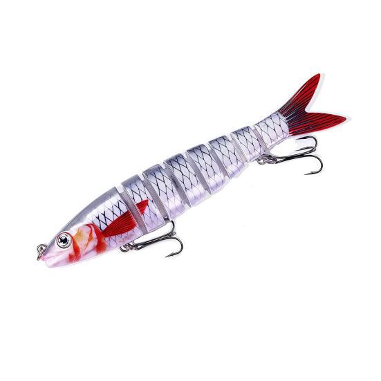 Jointed Artificial Bait Fishing Lure with 3D Eyes Realistic Looking Vibrant Color Fake Bait Hard Lure with Treble Hooks