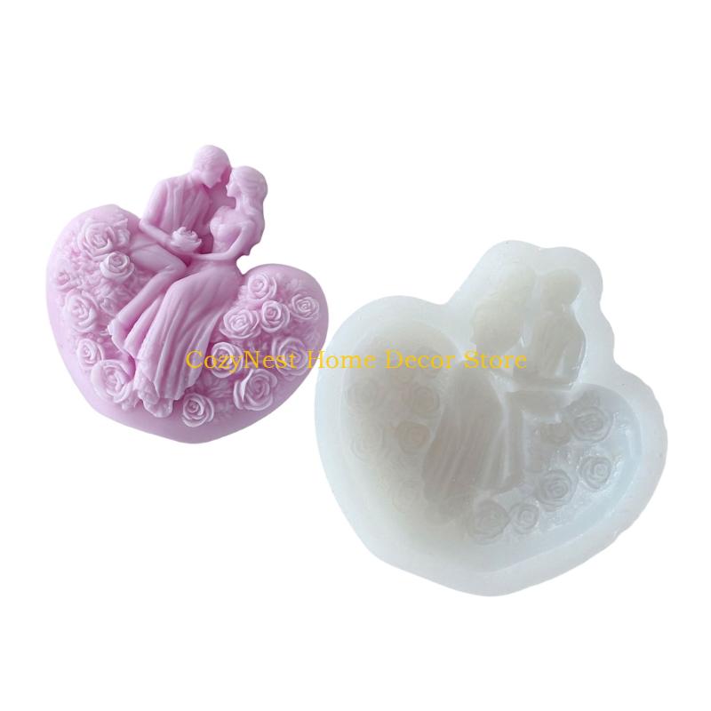 92MF Mold,Heart Couple Silicone Mold for Candle Making,Diys Resin Crafts Mold for Aromatherapys Soap