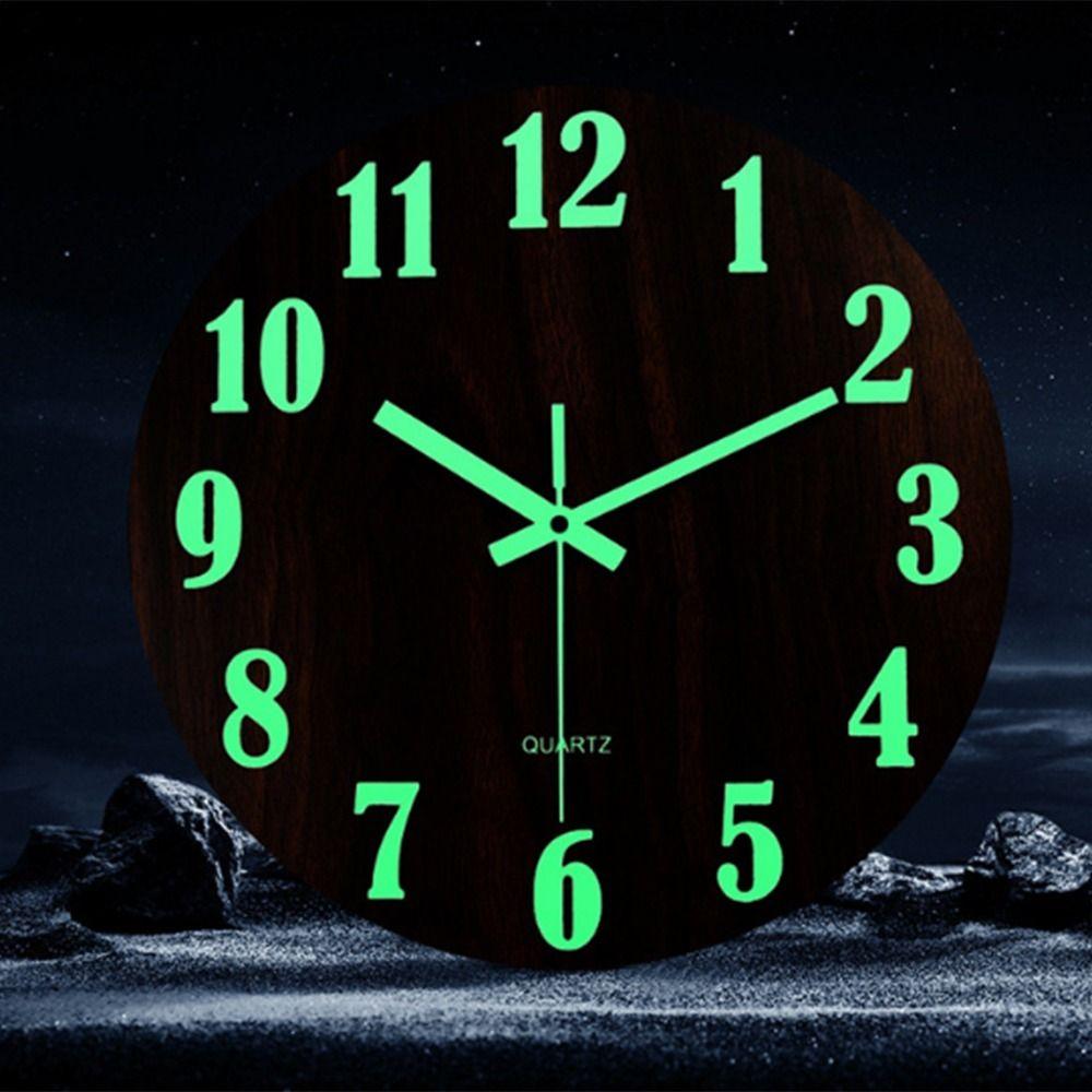 Wood Grain Luminous Wall Clock Fashion Quartz Wall Clock Silent Digital Clock  Wall Decor