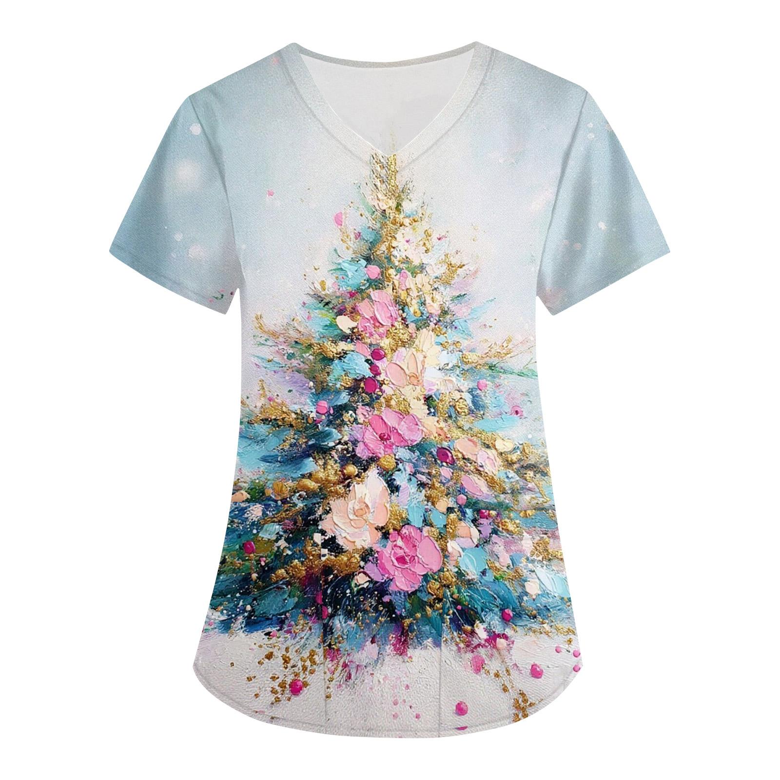 

Женские модные комбинезоны с V-образным вырезом и короткими рукавами, с карманами, топы с рождественским принтом, одежда S