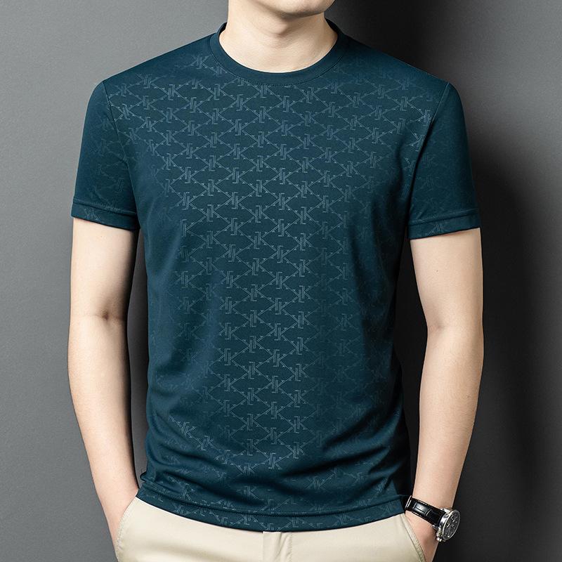 Letní Nové Pánské Tričko s Krátkým Rukávem Kulatý Výstřih Potisk Oblečení pro Tátu Středního Věku Pánské Tričko