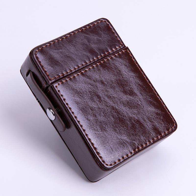 Pocket Leather Cigarette Case Lighter Bag Box Storage Organizer Smoking Tools Accessories Waterproof Cigar Man Birthday Gift