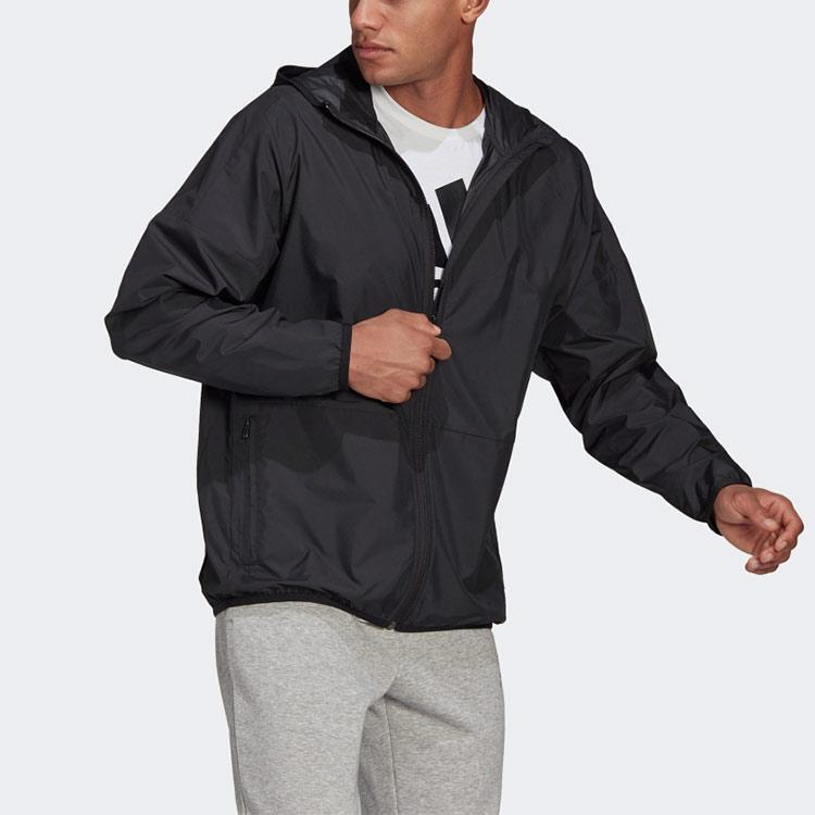 Adidas Mens Solid Color Sports Hooded Jacket Men Jackets Black GQ0577