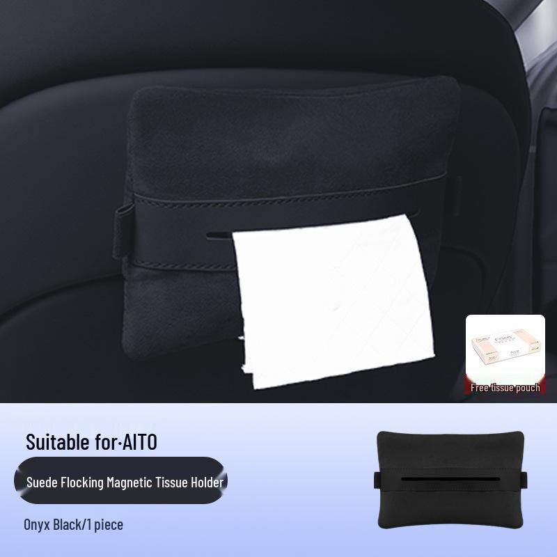 

Compatible with Zhi Jie R7/S7: Magnetic Suede Plush Tissue Holder Box for Car Interiors