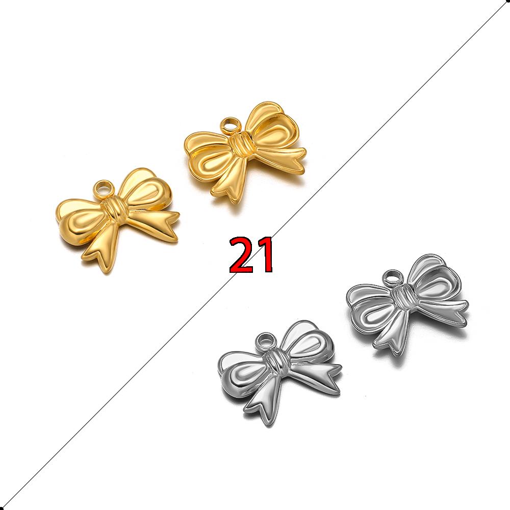 5pcs Stainless Steel Bow Knot Cute Fashion Summer Series Simple Style Pendants for Necklace Earrings Making Handmade DIY Jewelry