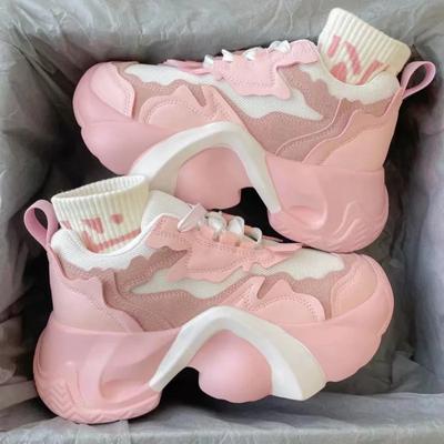Student Soft Girl Sports Shoes Female 2026 Spring Pink Dad Shoes Female Retro Hong Kong Fashion Shoes
