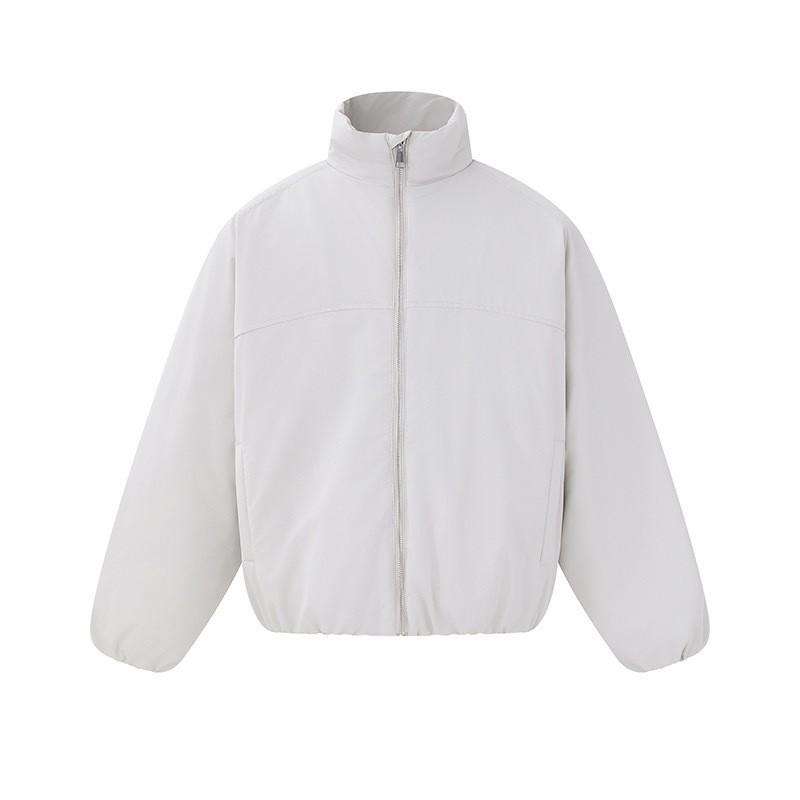 Mens Stand Collar Loose Thick Warm Solid Color Winter Cotton Padded Workwear Jacket