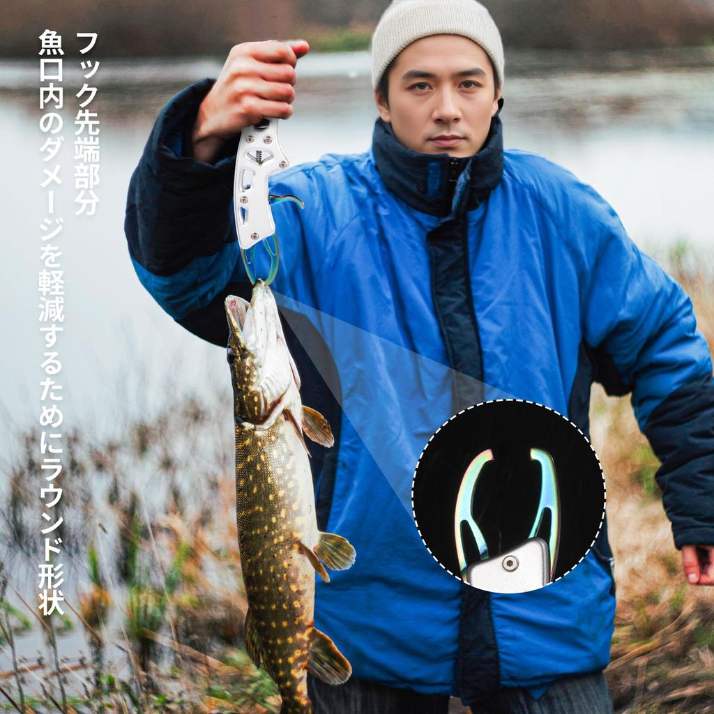 Kailund Fish Fish Stainless Steel Fishing Fish 10kg Silver Grip, Catcher, Lightweight, Grip, Rust-Resistant, Clip, One-Handed Operation,