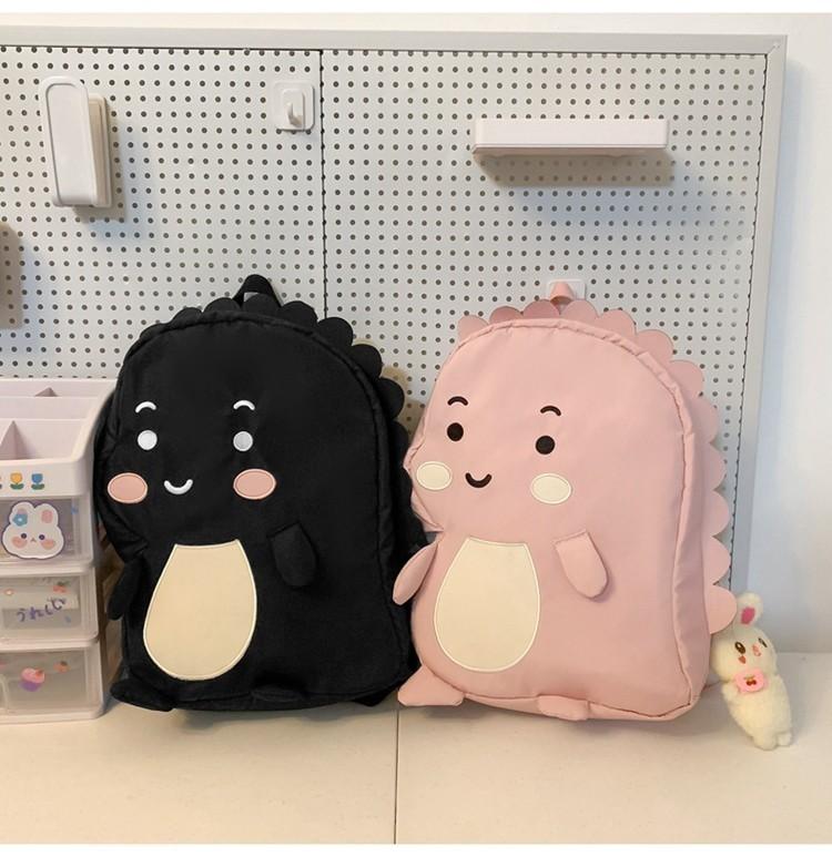 Lovely Girl's Nylon Backpack With Fun Dinosaur Design Spacious And Wear-resistant Fashionable School Bag
