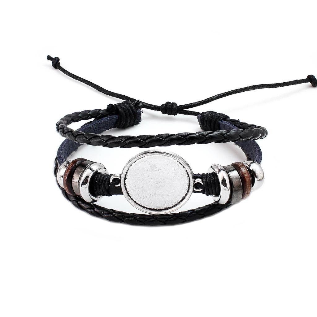 Cross-Border Punk Retro Leather Bracelet - DIY Noosa Buckle Hand Rope Jewelry Accessory (Semi-finished)