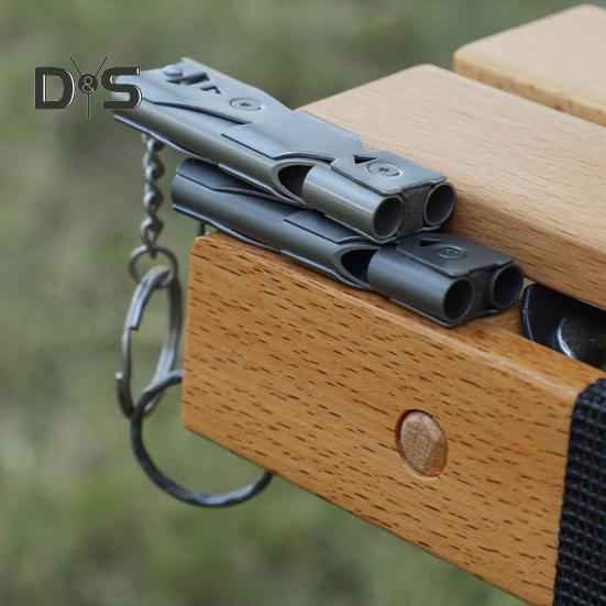 Çift Tüplü Hayatta Kalma Düdüğü 150dB Yüksek Desibel Ağır Hizmet Paslanmaz Çelik Taşınabilir Seyahat Mini Kamp Avcılık Yürüyüş Açık Hava Acil Durum Düdüğü