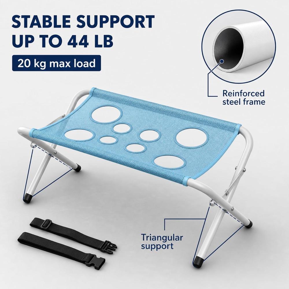 Dog Bath Station, Foldable Pet Grooming Bath Stand with Mesh Platform and Adjustable Strap, Portable Dog Washing Station for Home Grooming