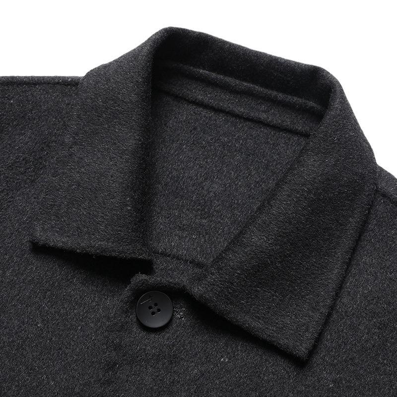 Kaschmirmantel Herren Lang Überknie Business Casual Revers Herbst und Winter Wollmantel Mantel