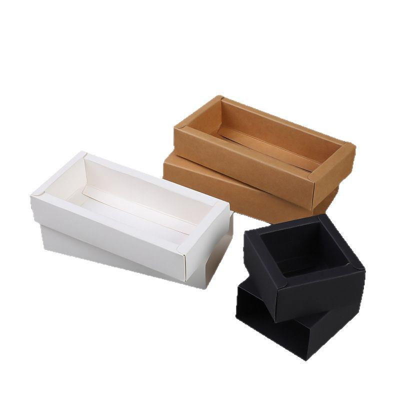 Weiße Kraftpapier Schubladenschachtel mit Schwarz/Weißer Kartonpapierdruck