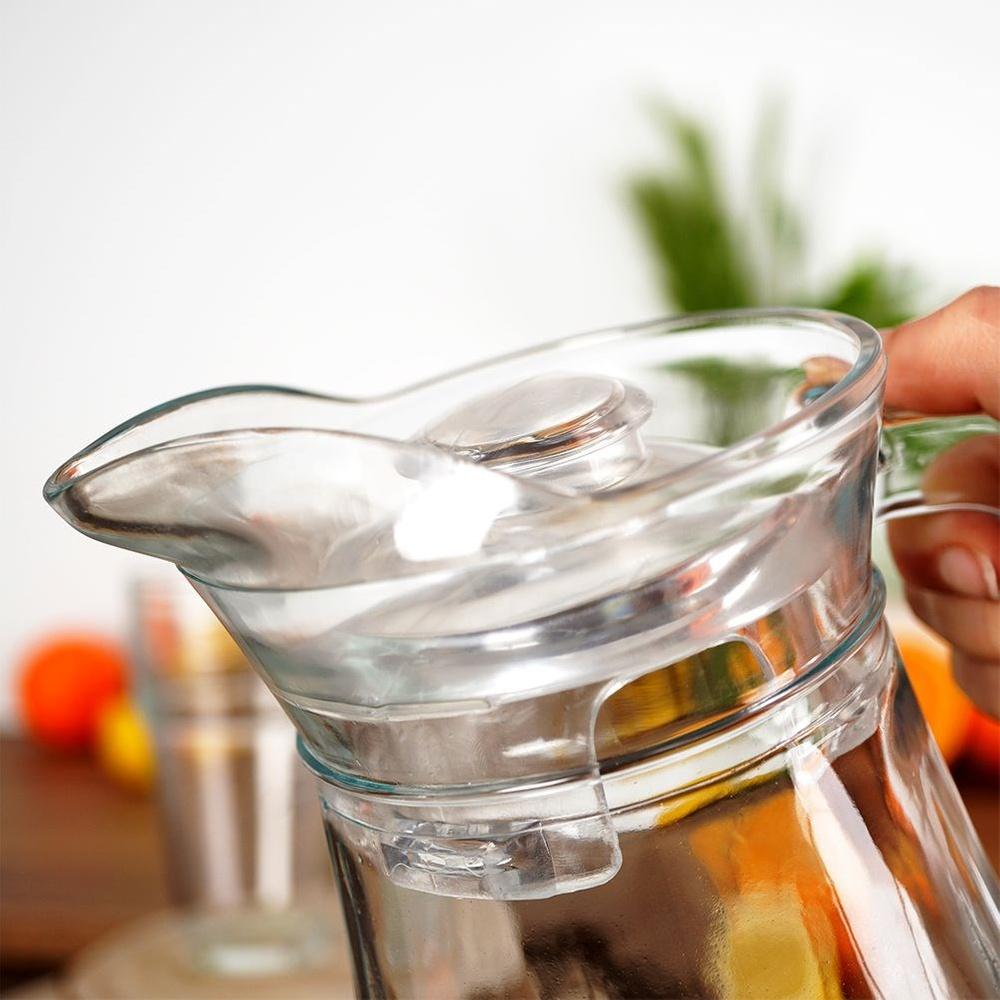 Glass Jug for Drinks, Water, Juice, Lemonade, with Lid, 1.4l
